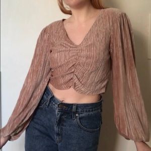 Topshop Rose Gold Velvet Top